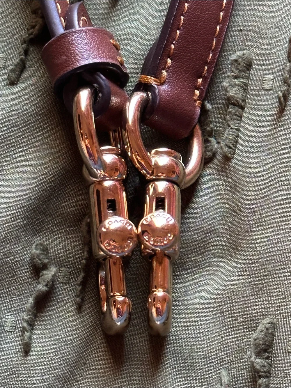 Coach Leather Crossbody Strap in Tan/Gold with Gold Hardware